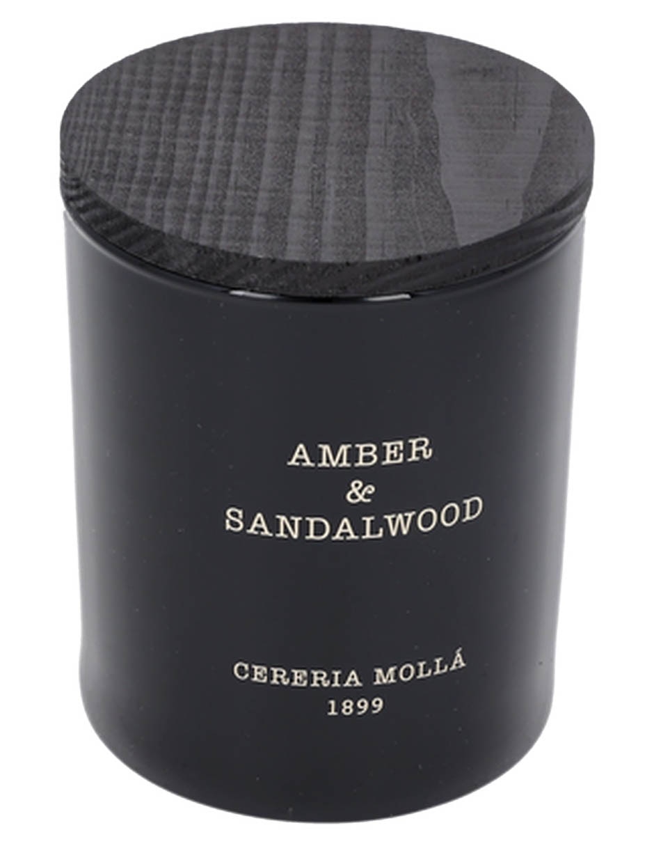 Vela con tapa aroma amber y sandalwood 1
