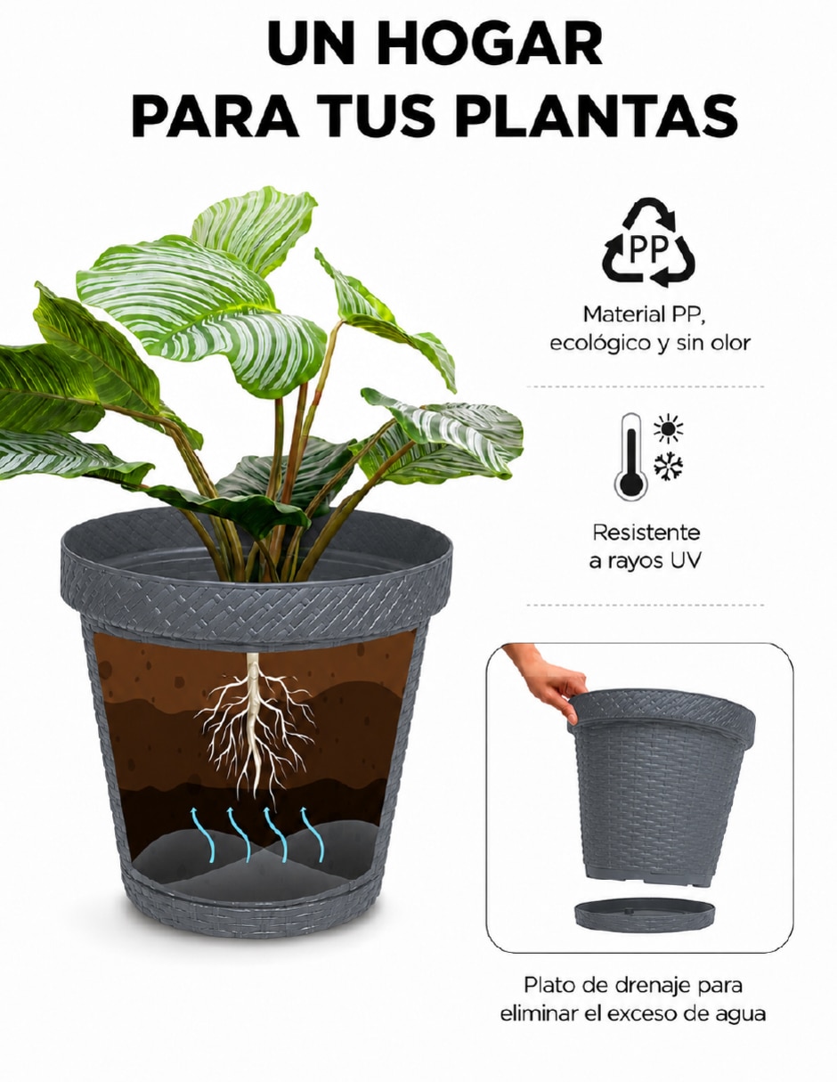 Set maceta de plástico con sí 5