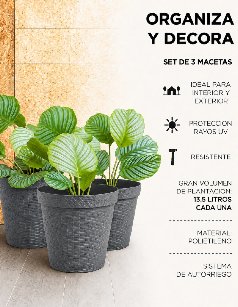 Set maceta de plástico con sí 2
