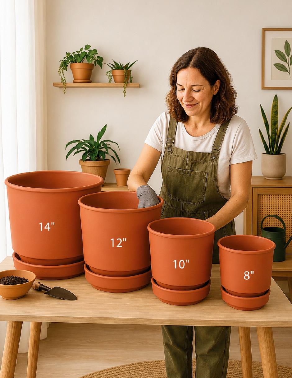 Set maceta terracota de Plástico con sistema automático de riego 7