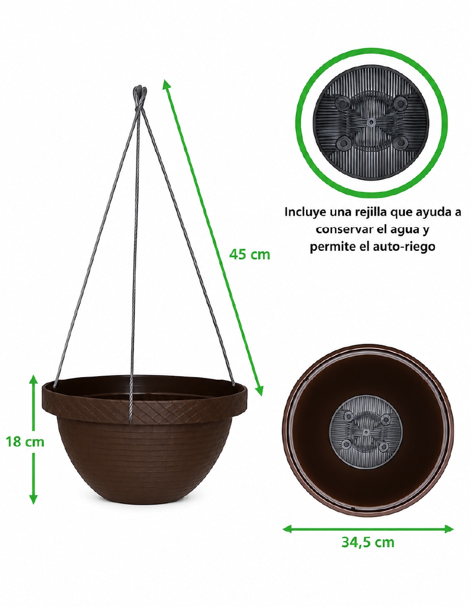 Set maceta de plástico con sistema auntomático de riego 5