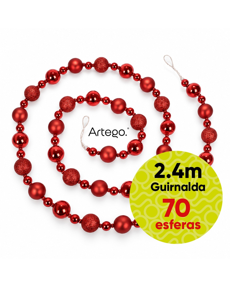 Guirnalda de 70 esferas con 3 acabados distintos 240cm 1