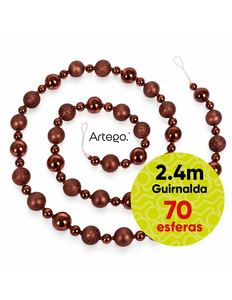 Guirnalda de 70 esferas con 3 acabados distintos 240cm
