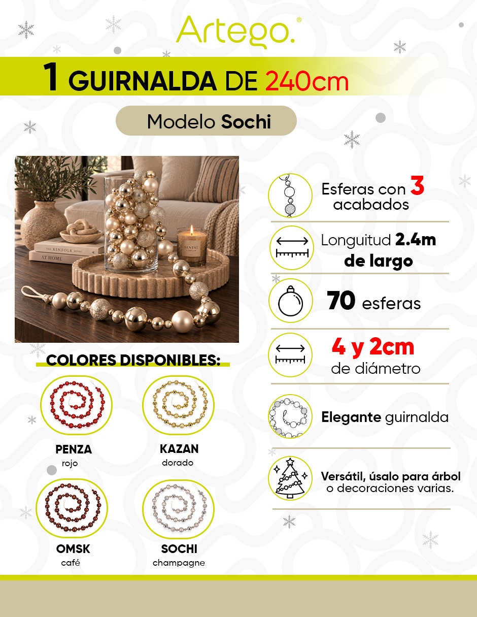 Guirnalda línea abundance sochi 70 esferas pequeñas con esfera 240cm 5