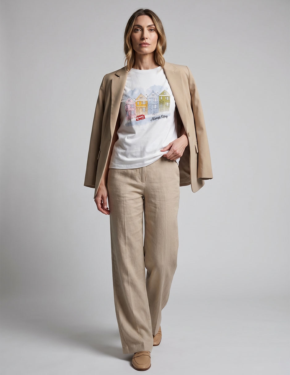 Playera manga al codo cuello redondo para mujer 3